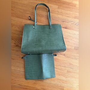 BEIS Large Work Tote - Olive Green Croc